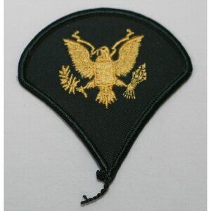 US Army Specialist E4/SPC Rank Insignia Patch Surplus Gold Eagle Olive Drab NOS